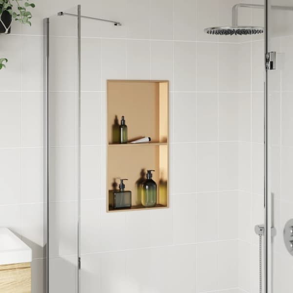 Duschnisch borstad guld 32x62x9 cm rostfritt stål