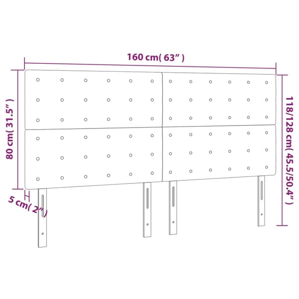 Sänggavel LED svart 160x5x118/128 cm sammet
