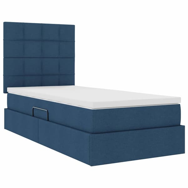 Förvaringssäng med madrass Blå 90 x 190 cm Polyester