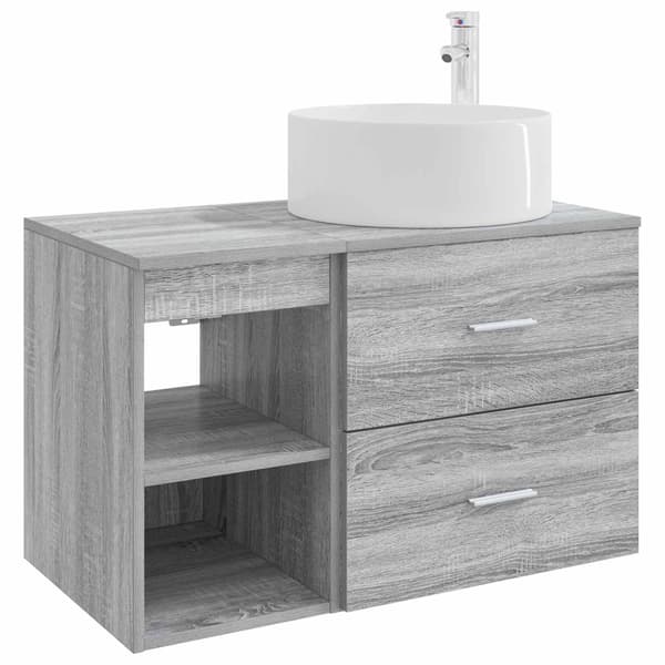 Badrumsmöbelset 2 pcs Grå Sonoma Konstruerat trä