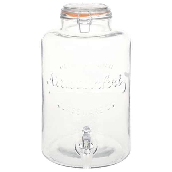 Glasbehållare XXL med tappkran transparent 8 L