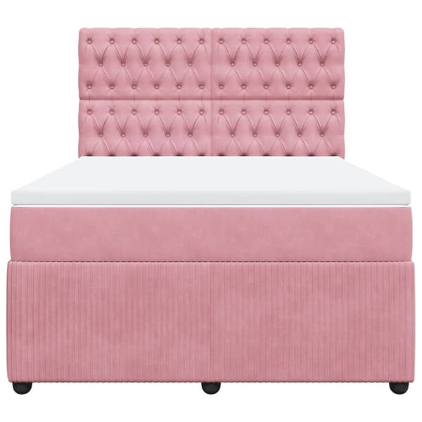 Ramsäng med madrass rosa 140x200 cm sammet
