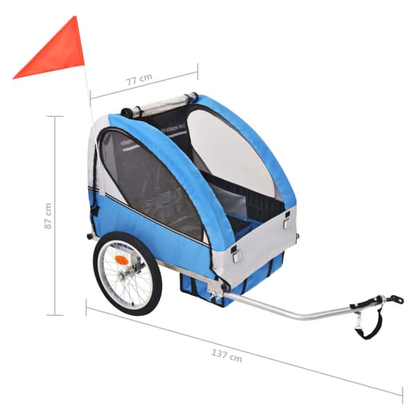 Cykelvagn grå och blå 30 kg