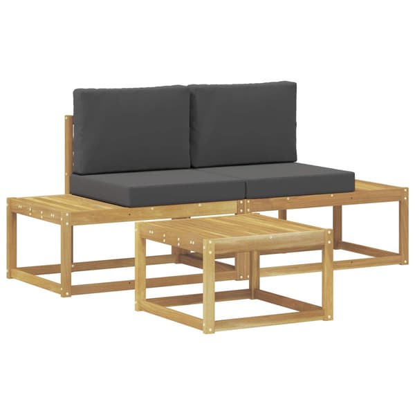 Utomhussoffset med kudde 3 pcs Vit och antracit Polyester