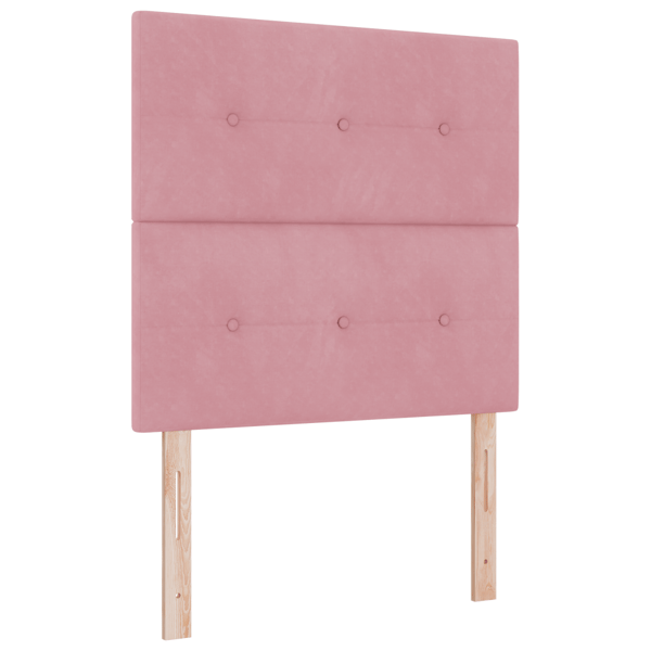Bäddfjäder med huvudgavel Rosa 90 x 190 cm Sammet