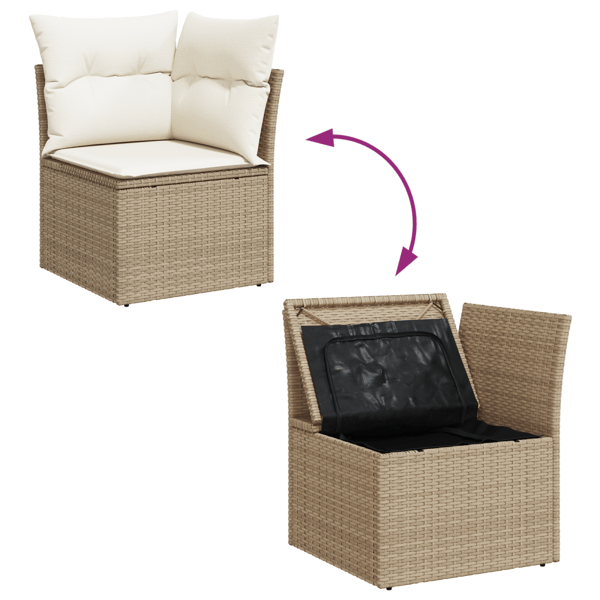 Trädgårdsoffset 7 pcs Beige och gräddfärgad Polyrattan