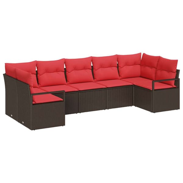 Soffset med kudde 7 pcs Brun konstrotting