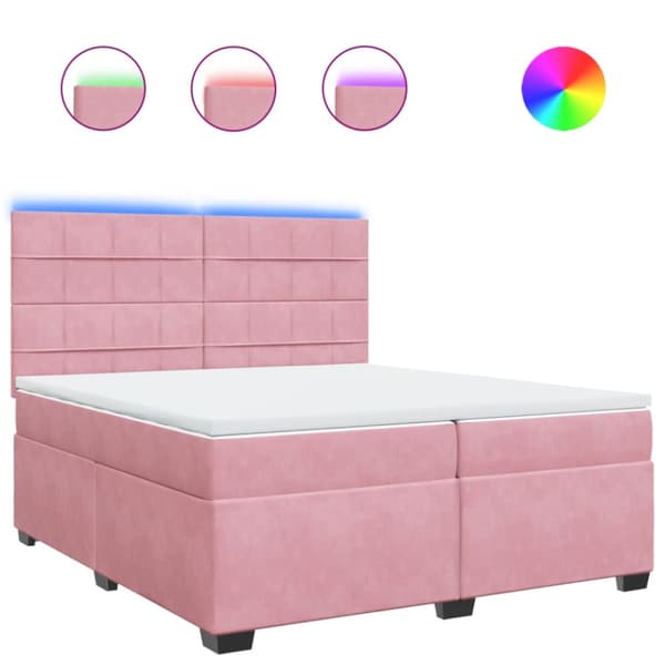 Ramsäng med madrass rosa 200x200 cm sammet