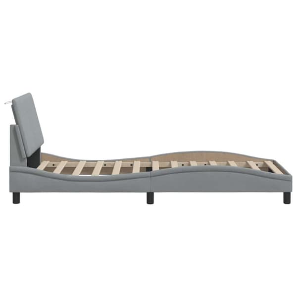 Bed Frame without Mattress "Hanko" Light Grey 90x200cm Fabric