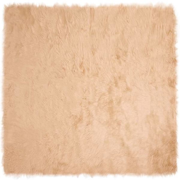 Fuskfäll matta TAFALLA Beige 120 x 120 cm Polyester