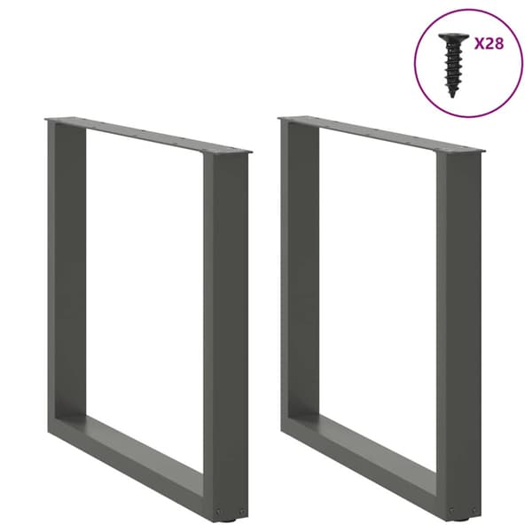 Matbordsben U-formade 2 st antracit 80x(72-73) cm stål