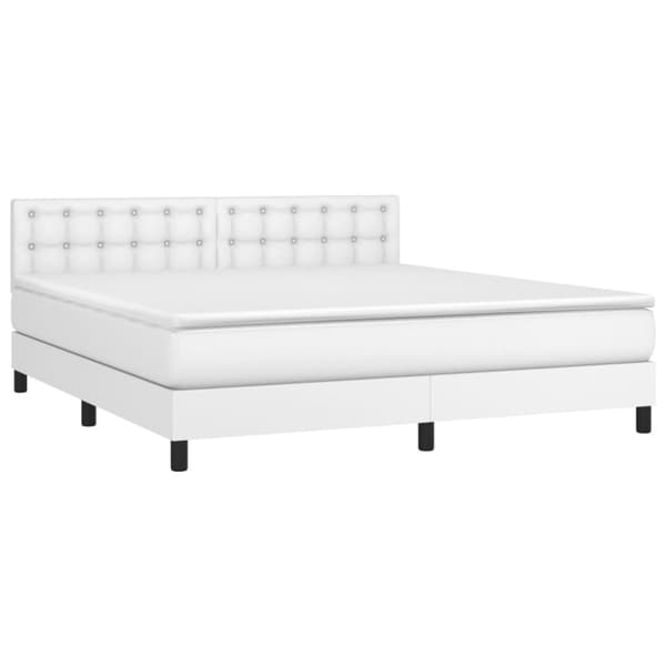 Ramsäng med madrass vit 160x200 cm konstläder