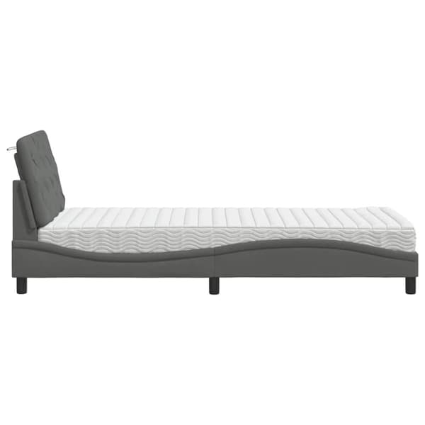Bed with Mattress Dark Grey 80x200 cm Fabric