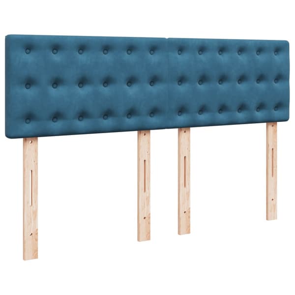 Ramsäng med madrass blå 140x190 cm sammet