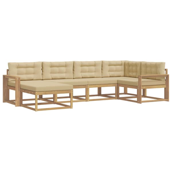 Utomhussoffset med kudde 5 pcs Vit och Beige Polyester