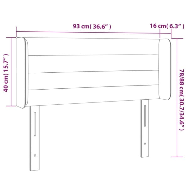 Sänggavel LED Mörkblå 93x16x78/88 cm sammet