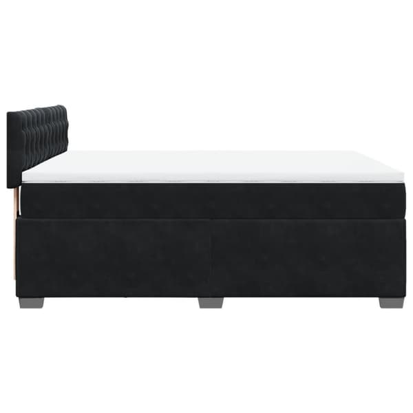 Ramsäng med madrass svart 140x190 cm sammet