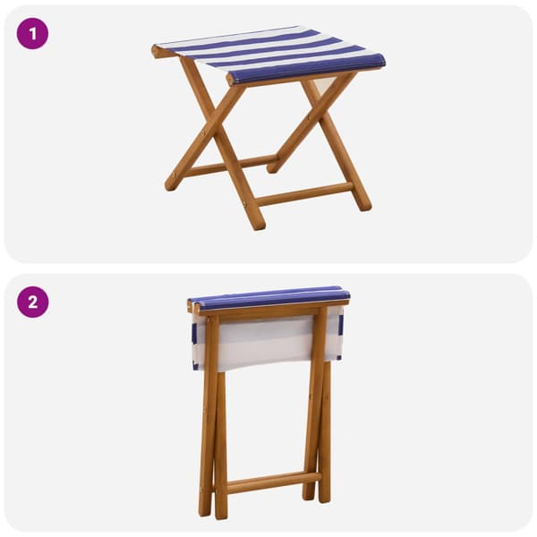 Deck Chair 2 pcs Massiv Eukalyptus Trä Blå och Vit