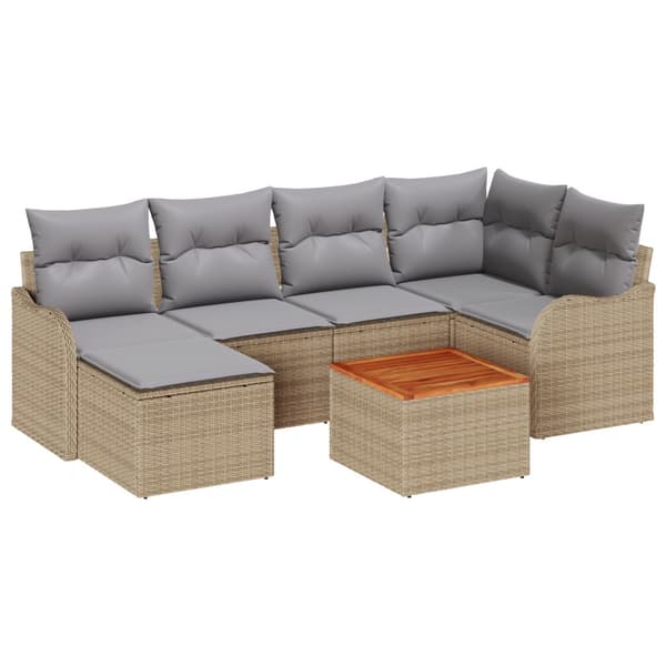 Trädgårdsoffset 7 pcs Beige och Ljusgrå konstrotting