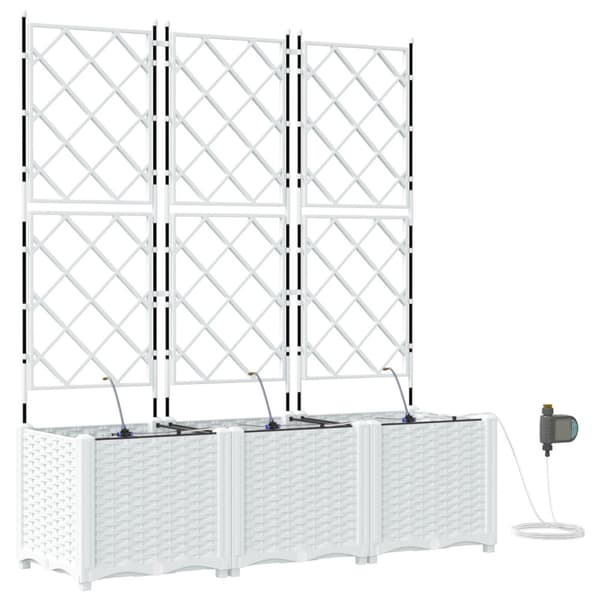 Trädgårdsplanterare 3 pcs Vit Plast