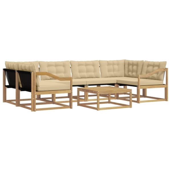 Utomhussoffset 7 pcs Vit och Beige 79 x 79 x 37 cm