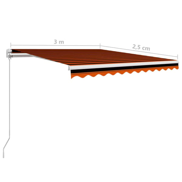 Markis manuellt infällbar 300x250 cm orange och brun