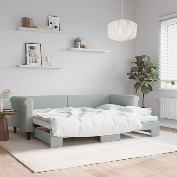 Dagbädd utdragbar ljusgrå 80x200 cm sammet