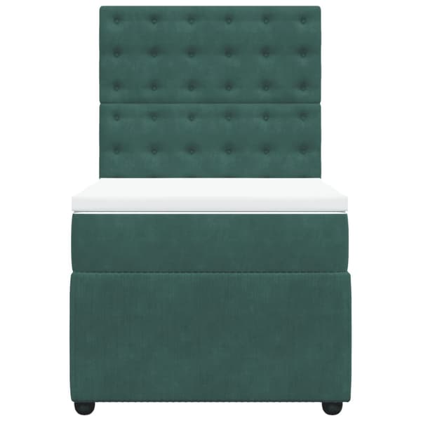 Ramsäng med madrass mörkgrön 90x190 cm sammet