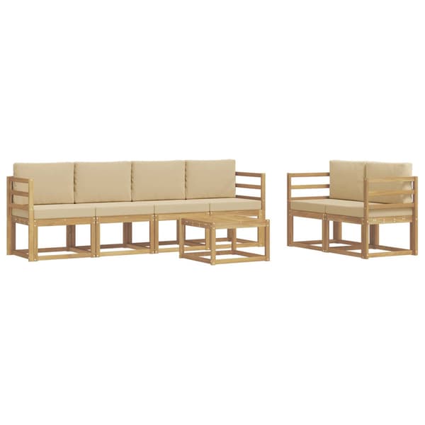 Utomhussoffset med kudde 7 pcs Vit och Beige