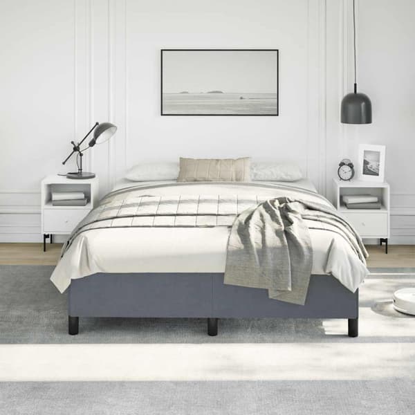 Sängram utan madrass mörkgrå 137x190 cm sammet