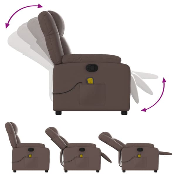 Massagefåtölj brun konstläder