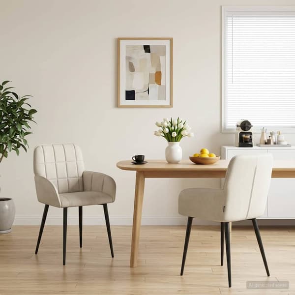 Matstolar 2 pcs Sammet Gräddvit 57 x 50 x 85 cm