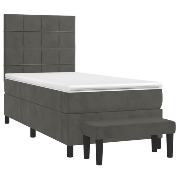 Ramsäng med madrass mörkgrå 100x200 cm sammet