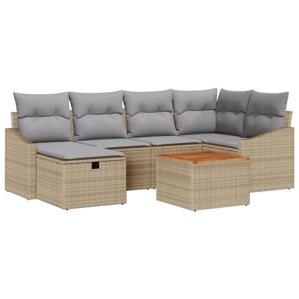 Trädgårdsoffset 7 st Beige konstrotting