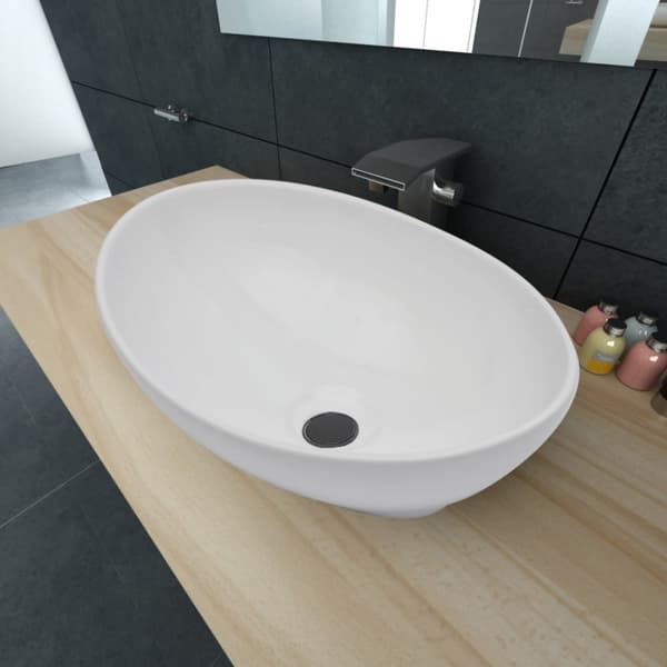 Handfat ovalt 40 x 33 cm keramisk vit