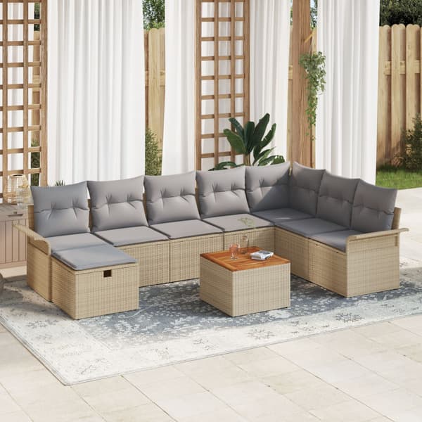 Trädgårdsoffset 9 st Beige konstrotting