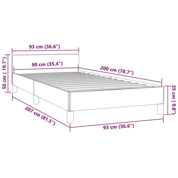 Sängram utan madrass mörkblå 90x200 cm sammet