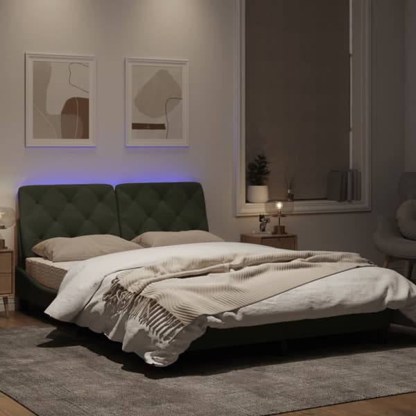 Bed Frame with LED without Mattress Light Grey 120x200 cm Velvet