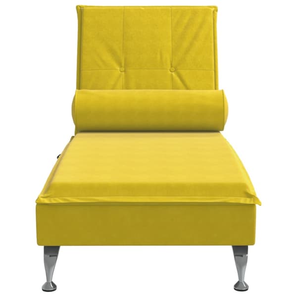 Massageschäslong med bolster gul sammet
