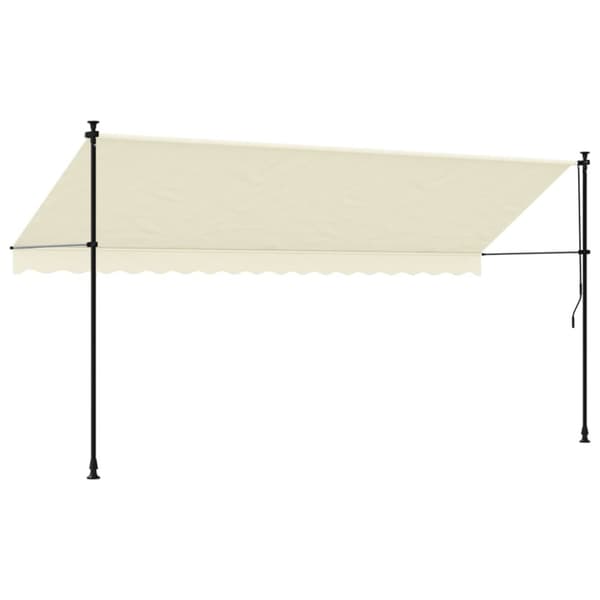 Markis infällbar gräddvit 400x150 cm tyg och stål