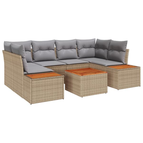 Trädgårdsoffset med kudde 6 pcs Beige Poly rattan