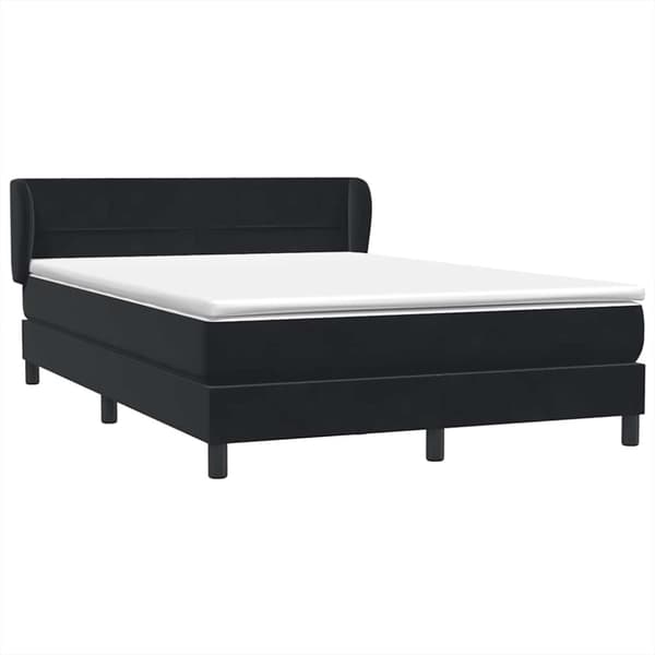 Ramsäng med madrass svart 160x210 cm sammet