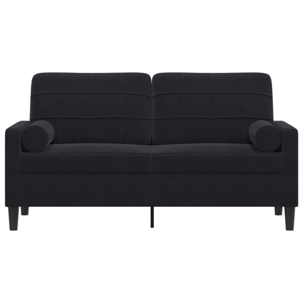 2-sitssoffa med prydnadskuddar svart 140 cm sammet