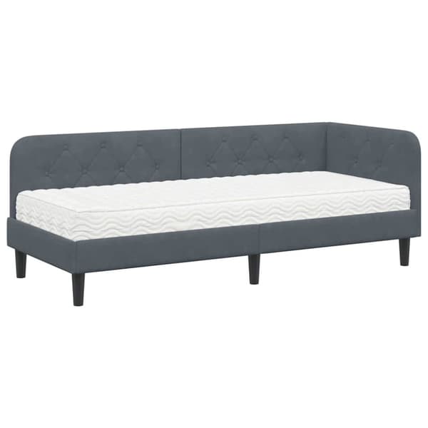 Hörn Sängram Mörkgrå 80 x 200 cm Sammet