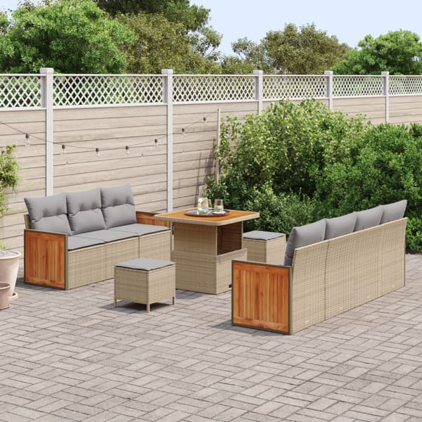 Trädgårdsoffset med kudde 10 pcs Beige och Ljusgrå