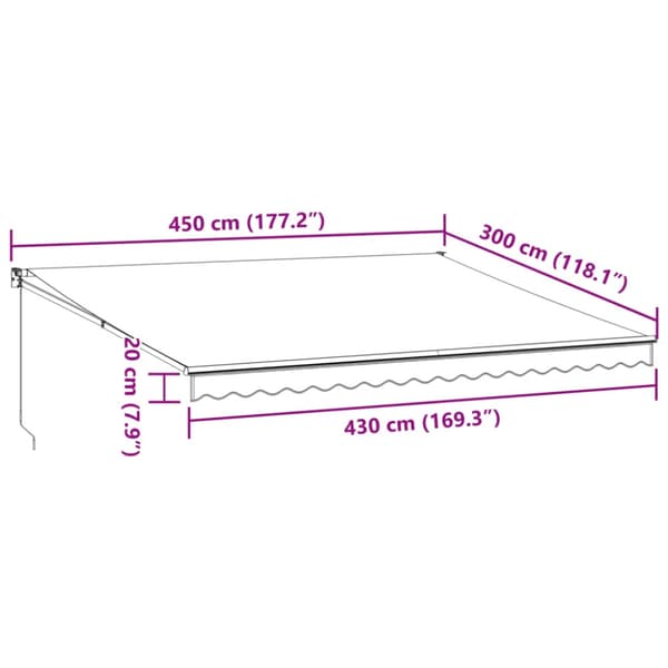 Markis manuellt infällbar 450x300 cm brun