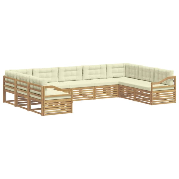 Utomhussoffset 9 pcs Vit och grädde 404 x 245,5 x 73 cm