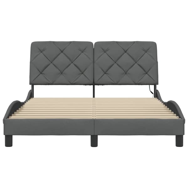 Bed Frame with LED without Mattress Dark Grey 120x200 cm Fabric