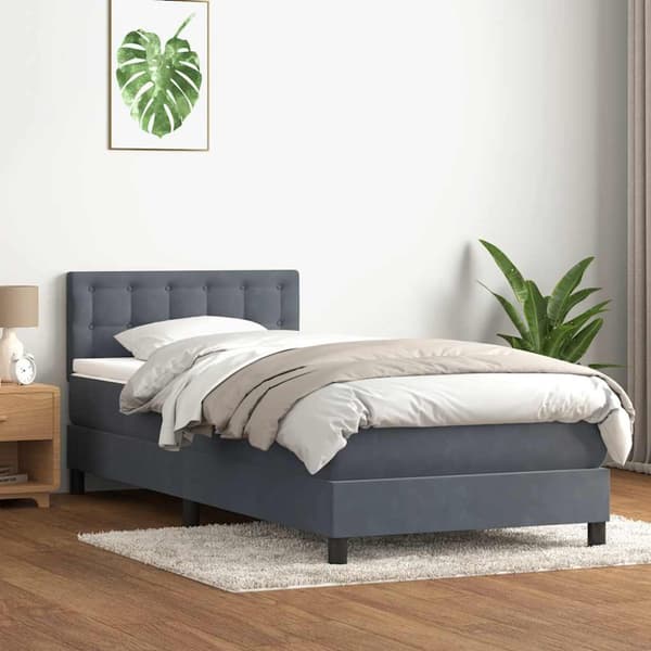 Ramsäng med madrass mörkgrå 80x210 cm sammet
