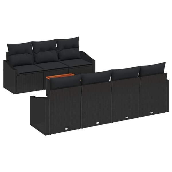Trädgårdsoffset med kudde 8 pcs Svart konstrotting